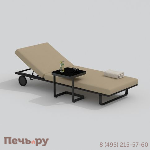 Шезлонг COSTA на колесах бежевый - каркас карбон фото