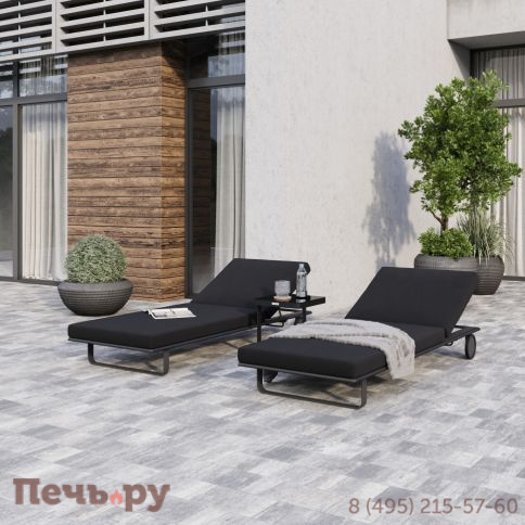 Шезлонг COSTA на колесах черный - каркас карбон фото 3