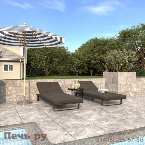 Шезлонг COSTA на колесах маренго - каркас карбон фото 2