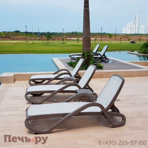 Шезлонг Gardeck Nardi Alfa с подлокотниками, бело-синий фото 4