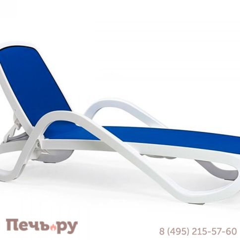 Шезлонг Gardeck Nardi Alfa с подлокотниками, бело-синий фото