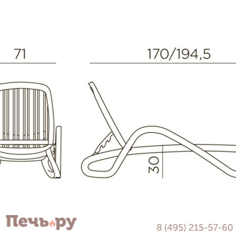 Шезлонг Gardeck Nardi Eden с подлокотниками, tortora фото 10
