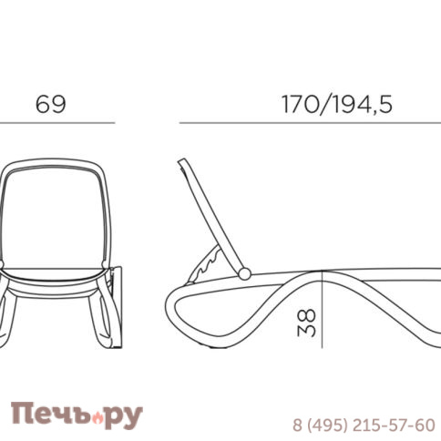 Шезлонг Gardeck Nardi Omega без подлокотников, белый фото 6