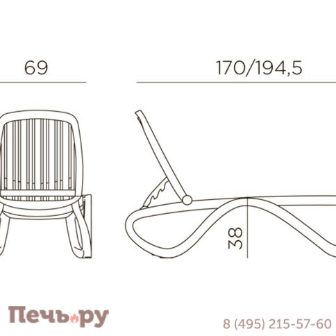 Шезлонг Gardeck Nardi Tropico без подлокотников, тортора фото 5