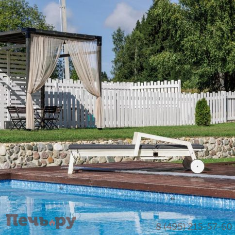 Шезлонг Royal Family PAOLO на колесиках из акации белого цвета фото 10