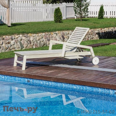 Шезлонг Royal Family PAOLO на колесиках из акации белого цвета фото 2