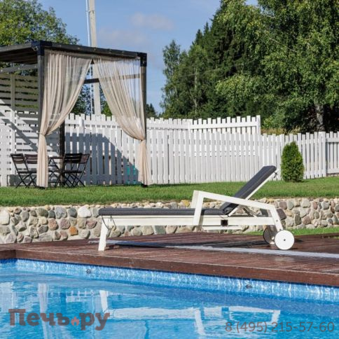 Шезлонг Royal Family PAOLO на колесиках из акации белого цвета фото 8