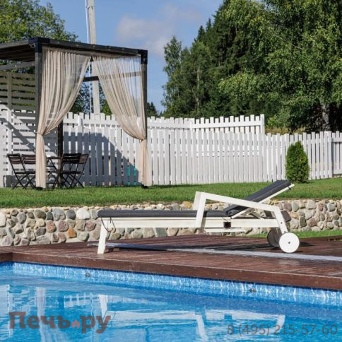 Шезлонг Royal Family PAOLO на колесиках из акации белого цвета фото 9