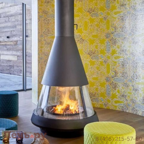 Стальной камин Hergom Mallorca со стеклом фото 3