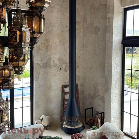 Стальной камин Hergom Mallorca со стеклом фото 5