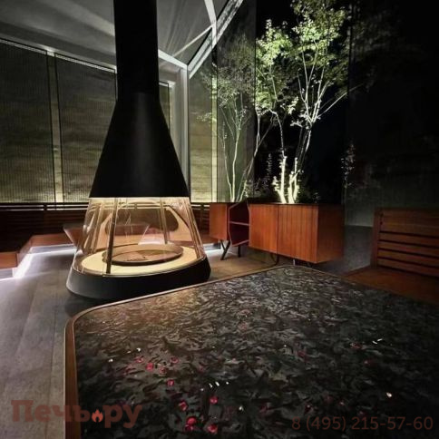 Стальной камин Hergom Mallorca со стеклом фото 6