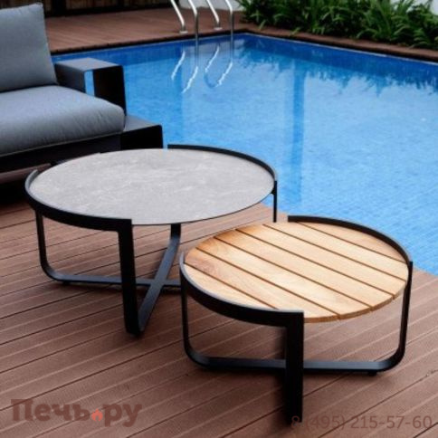 Стол кофейный Brafritid Boden антрацит/коричневый, алюминий/закаленное стекло с керамической печатью фото 2