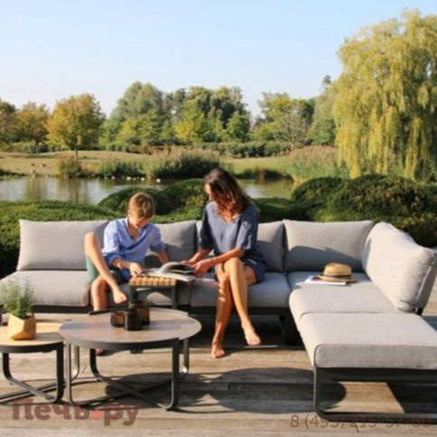 Стол кофейный Brafritid Boden антрацит/коричневый, алюминий/закаленное стекло с керамической печатью фото 3