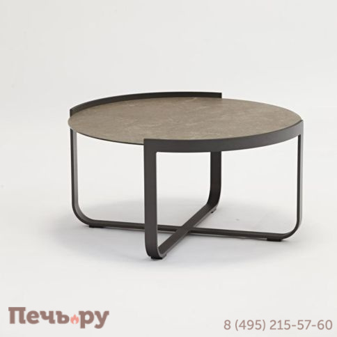 Стол кофейный Brafritid Boden антрацит/коричневый, алюминий/закаленное стекло с керамической печатью фото