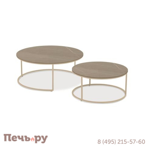 Стол кофейный Brafritid Flen бежевый, алюминий/закаленное стекло с керамической печатью фото 2