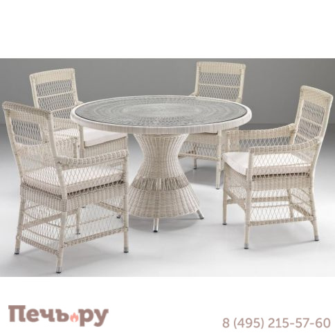 Стол плетеный со стеклом RosaDesign Camille фото