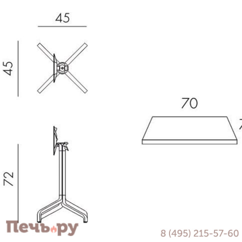 Стол складной квадратный Gardeck Frasca Mini 70*70, белый (база + столешница) фото 9