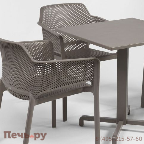 Стул-кресло Gardeck Net, тортора, с серой подушкой фото 2