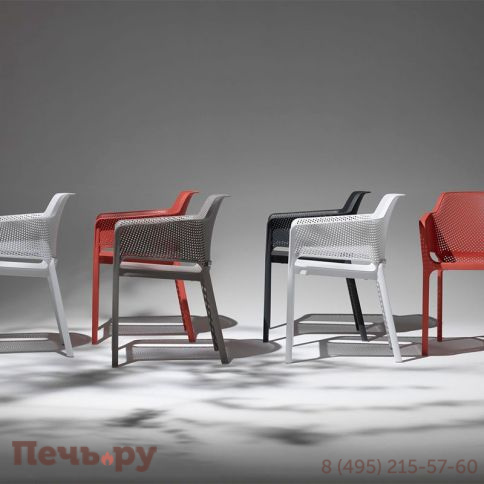 Стул-кресло Gardeck Net, тортора, с серой подушкой фото 4