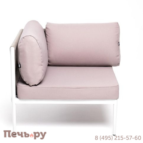 Угловой модуль 4SiS Касабланка плетеный из роупа, каркас алюминий светло-серый (RAL7035) муар, роуп серо-коричневый 23мм, ткань бежевая 052 фото 2