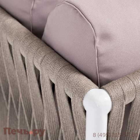 Угловой модуль 4SiS Касабланка плетеный из роупа, каркас алюминий светло-серый (RAL7035) муар, роуп серо-коричневый 23мм, ткань бежевая 052 фото 6