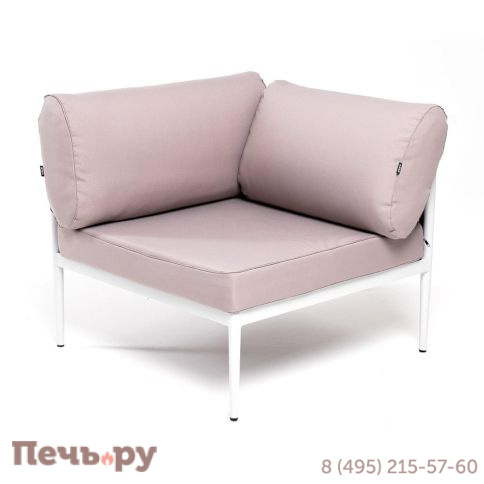 Угловой модуль 4SiS Касабланка плетеный из роупа, каркас алюминий светло-серый (RAL7035) муар, роуп серо-коричневый 23мм, ткань бежевая 052 фото