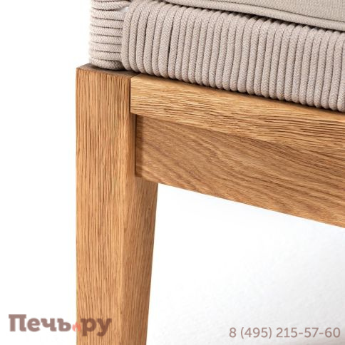 Угловой модуль плетеный из роупа 4SiS Канны основание дуб, роуп бежевый круглый, ткань бежевая 052 фото 5