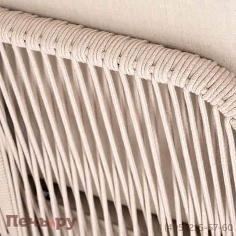 Угловой модуль плетеный из роупа 4SiS Канны основание дуб, роуп бежевый круглый, ткань бежевая 052 фото 6