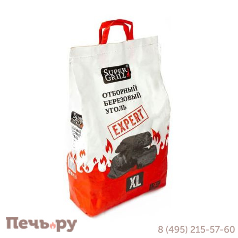 Уголь древесный SuperGrill отборный березовый Expert, 3 кг фото