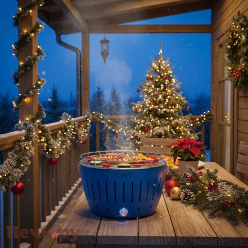 Угольный газовый гриль Lotus Grill Hybrid Classic Deep Blue фото