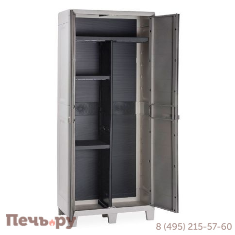 Уличный шкаф Gardeck 2х дверный глубокий Woodys XL (3 полки), светло-серый фото 3