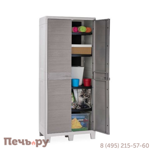 Уличный шкаф Gardeck 2х дверный глубокий Woodys XL (4 полки), светло-серый фото 6