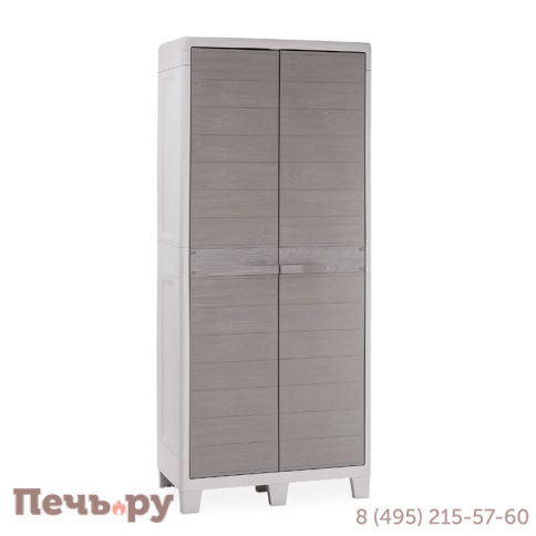 Уличный шкаф Gardeck 2х дверный глубокий Woodys XL (4 полки), светло-серый фото