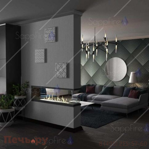 Встраиваемый биокамин SappFire торцевой сквозной 1800 фото 2