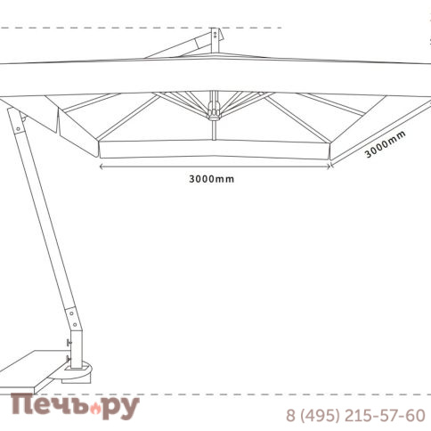 Зонт уличный 4SiS Корсика 3х3м на боковой алюминиевой опоре, цвет под дерево фото 12