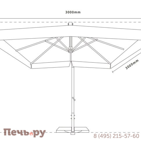 Зонт уличный 4SiS Корсика 3х3м на боковой алюминиевой опоре, цвет под дерево фото 13