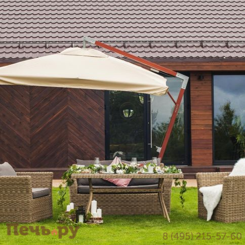 Зонт уличный 4SiS Корсика 3х3м на боковой алюминиевой опоре, цвет под дерево фото 2