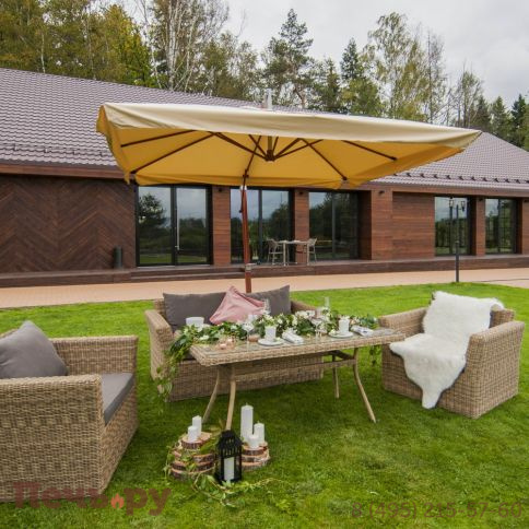 Зонт уличный 4SiS Корсика 3х3м на боковой алюминиевой опоре, цвет под дерево фото 3