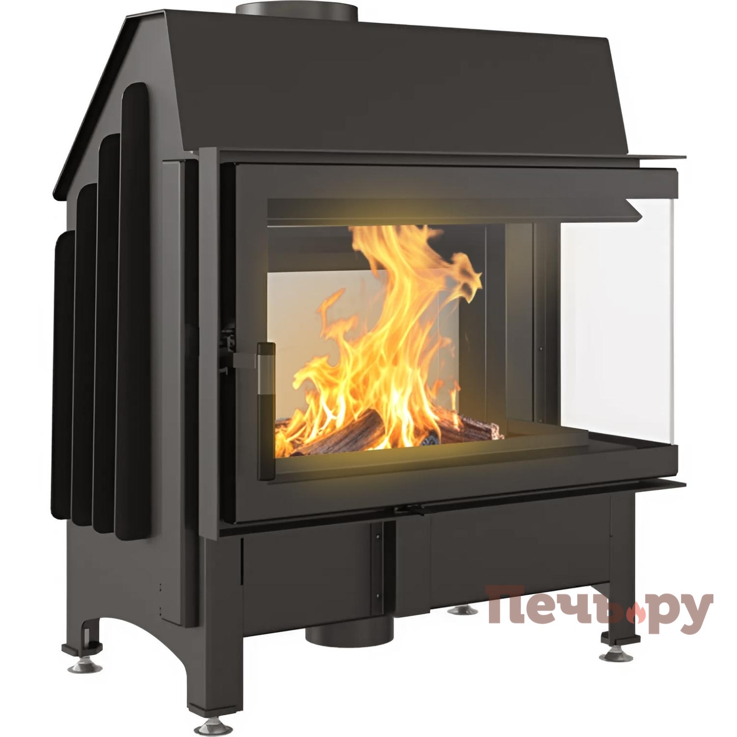 Каминная топка Kratki Zibi/P/BS (угловое  стекло справа) видео