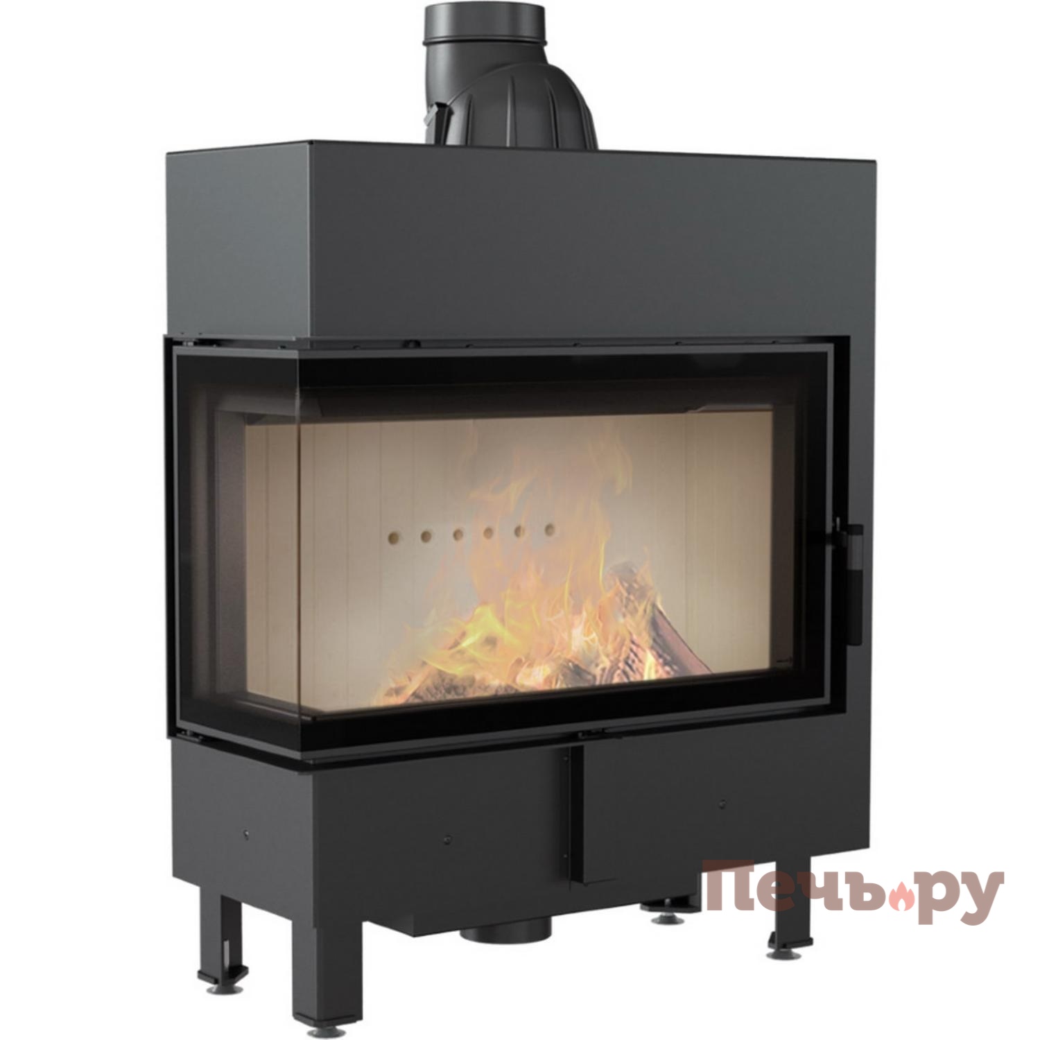 Каминная топка Kratki Pro Lucy/14/Slim/L/BS, Г-образное стекло слева видео