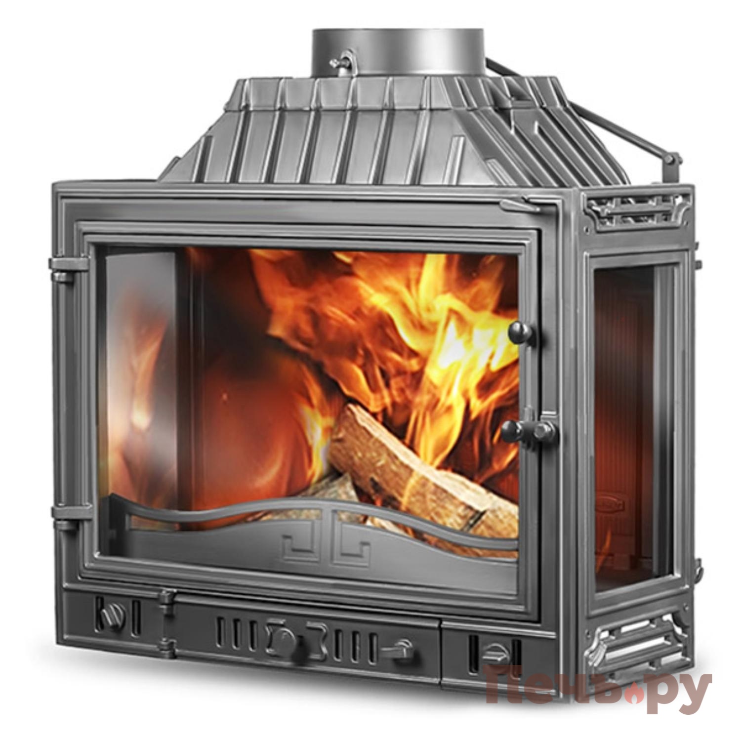 Каминная чугунная топка  Kaw-Met W4LP (3 стекла) 14,5 кВт видео