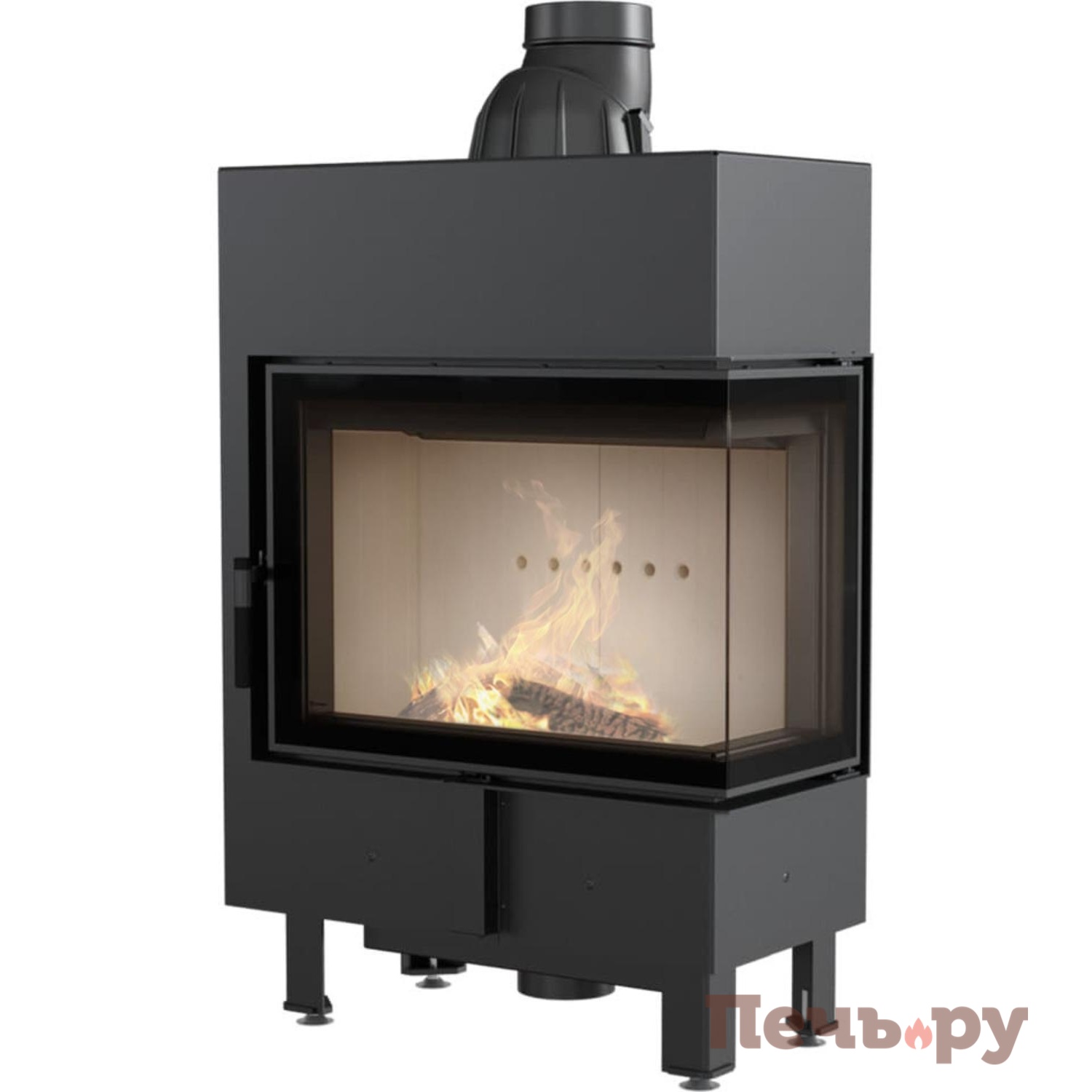 Каминная топка Kratki Pro Lucy/12/slim/P/BS стекло справа видео