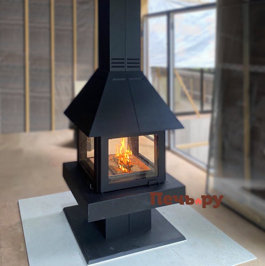 Камин ЭкоКамин островной Эклипс 4D видео