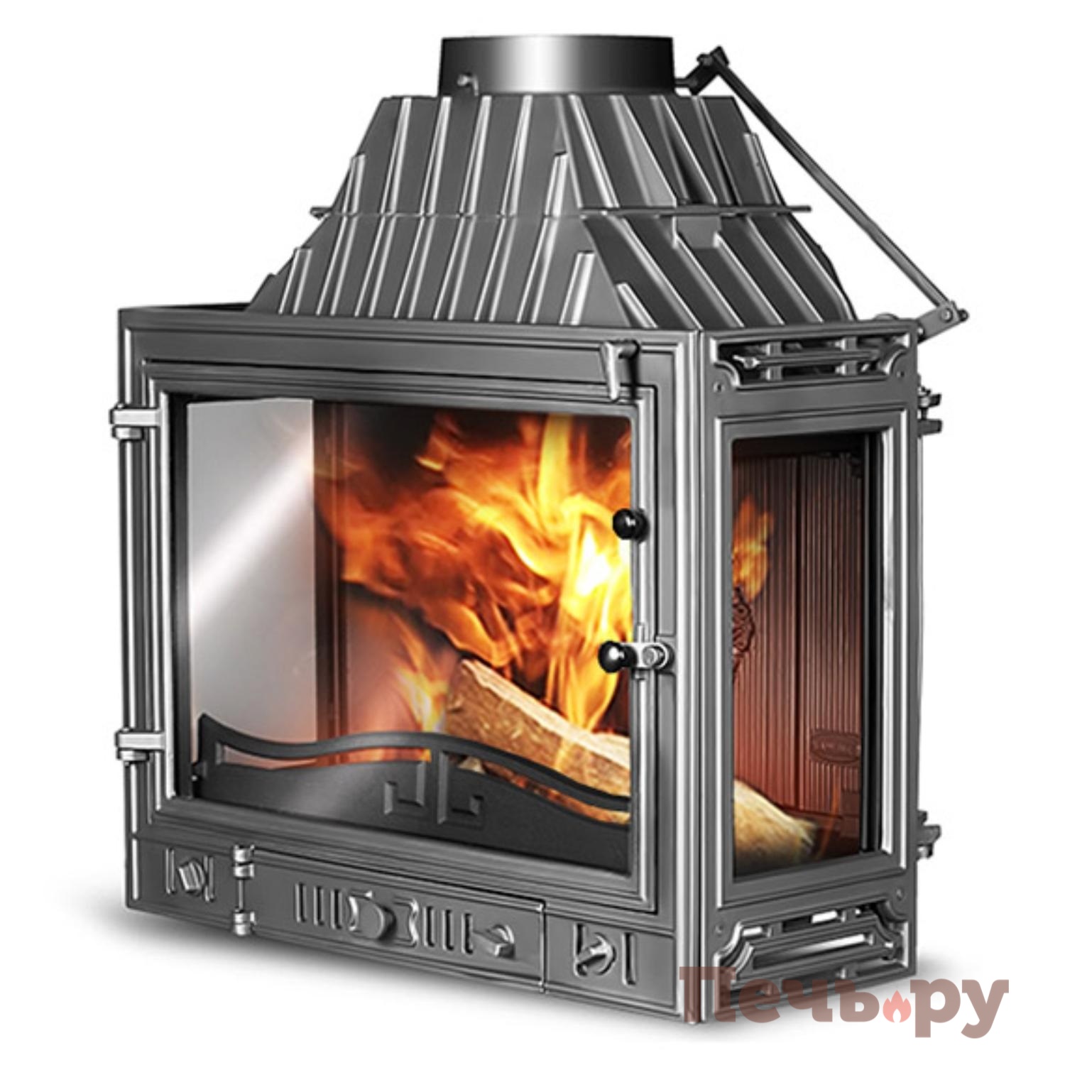 Каминная чугунная топка Kaw-Met W3PLB (3 стекла) 16,7 кВт видео