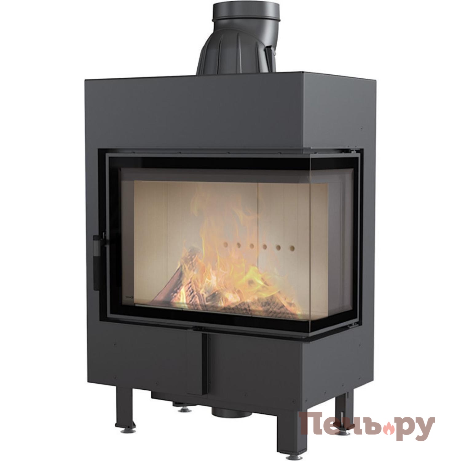 Каминная топка Kratki Pro Lucy/12/P/BS, стекло справа видео