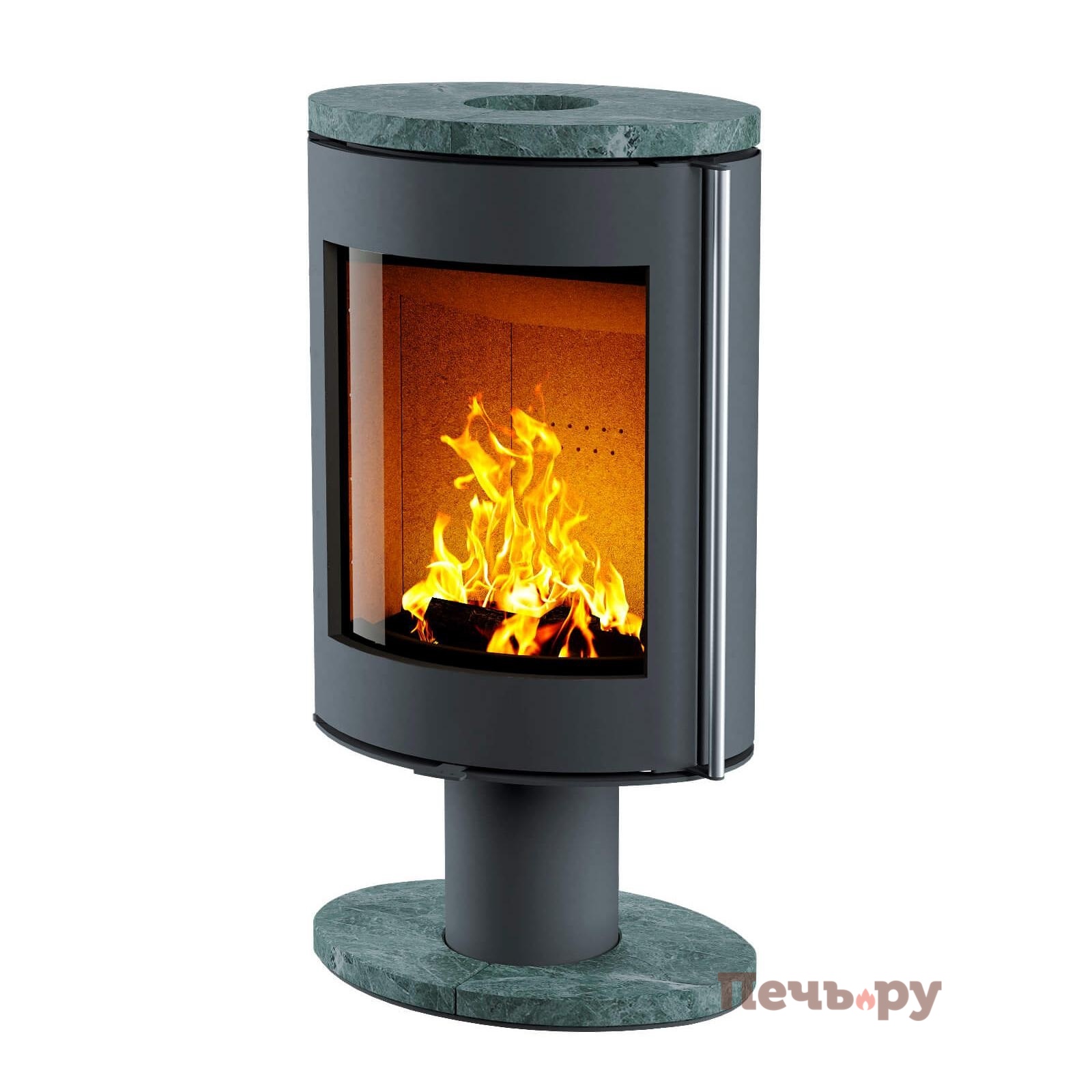 Печь камин Астов Oval (Овал), крышка и основание ноги из камня видео