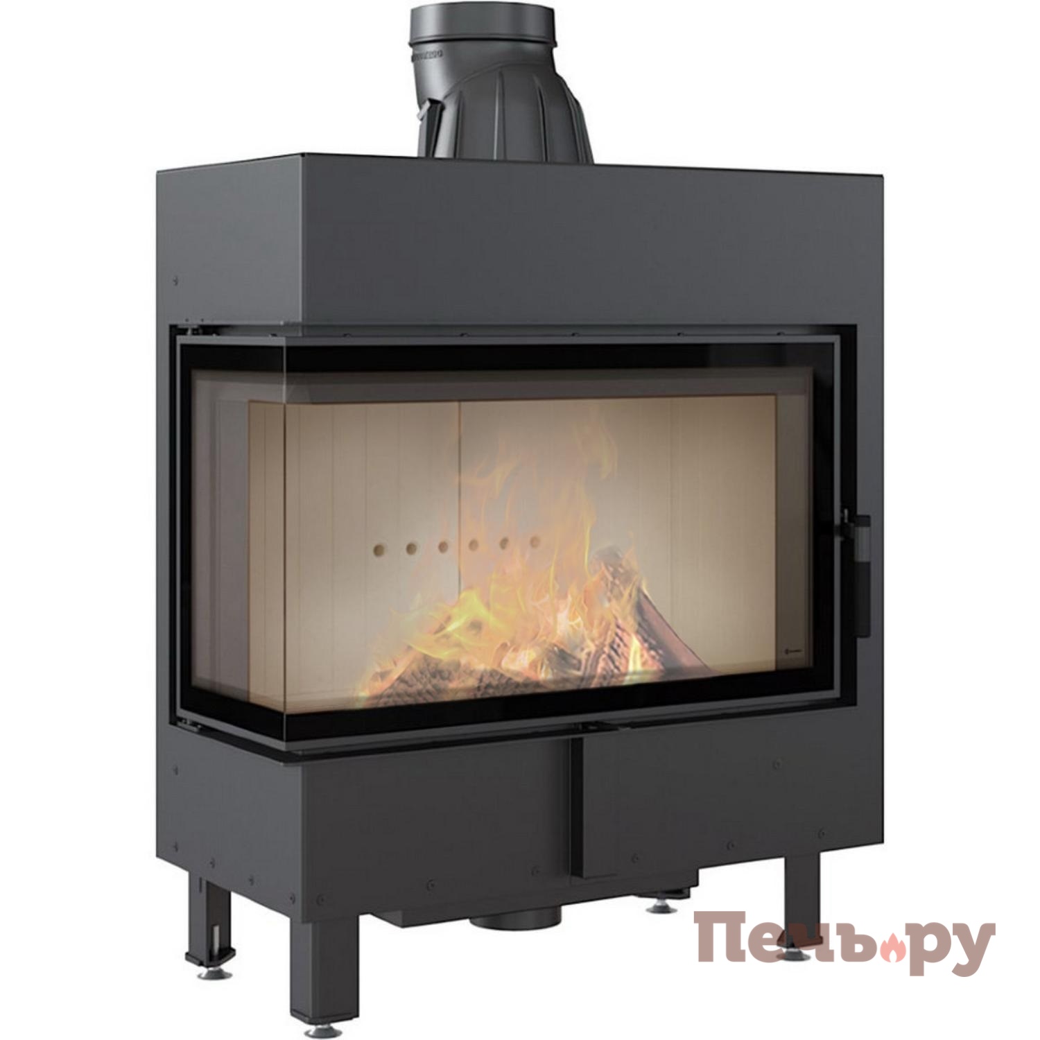 Каминная топка Kratki Pro Lucy/14/L/BS, Г-образное стекло слева видео