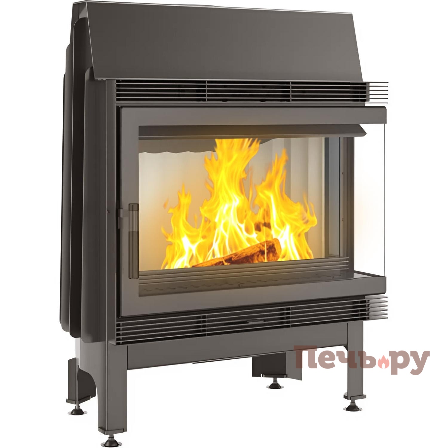 Каминная топка Kratki Blanka 670/570/P/BS (угловое стекло справа) видео