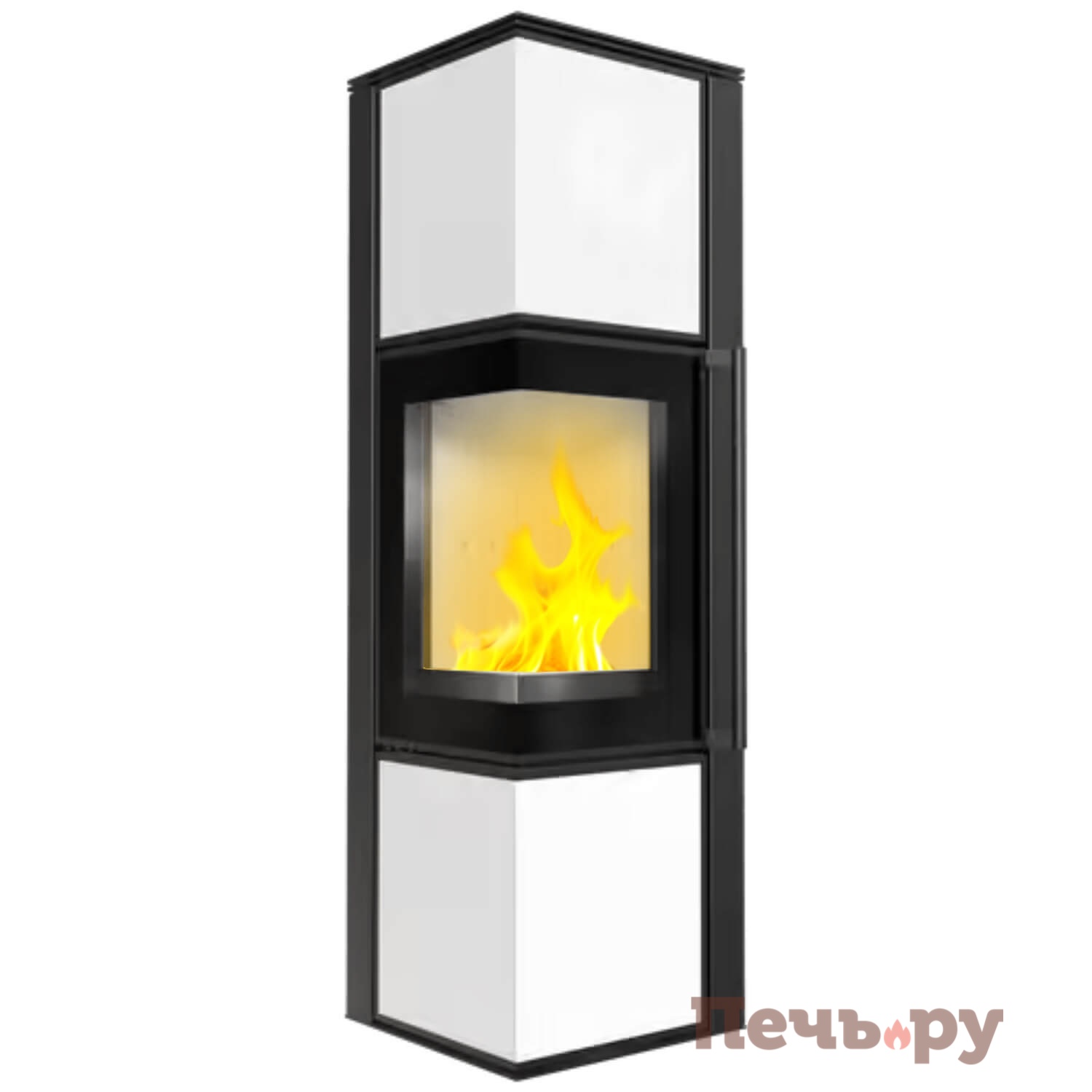 Печь камин Kratki Pro TORA/M белый, с доводчиком видео