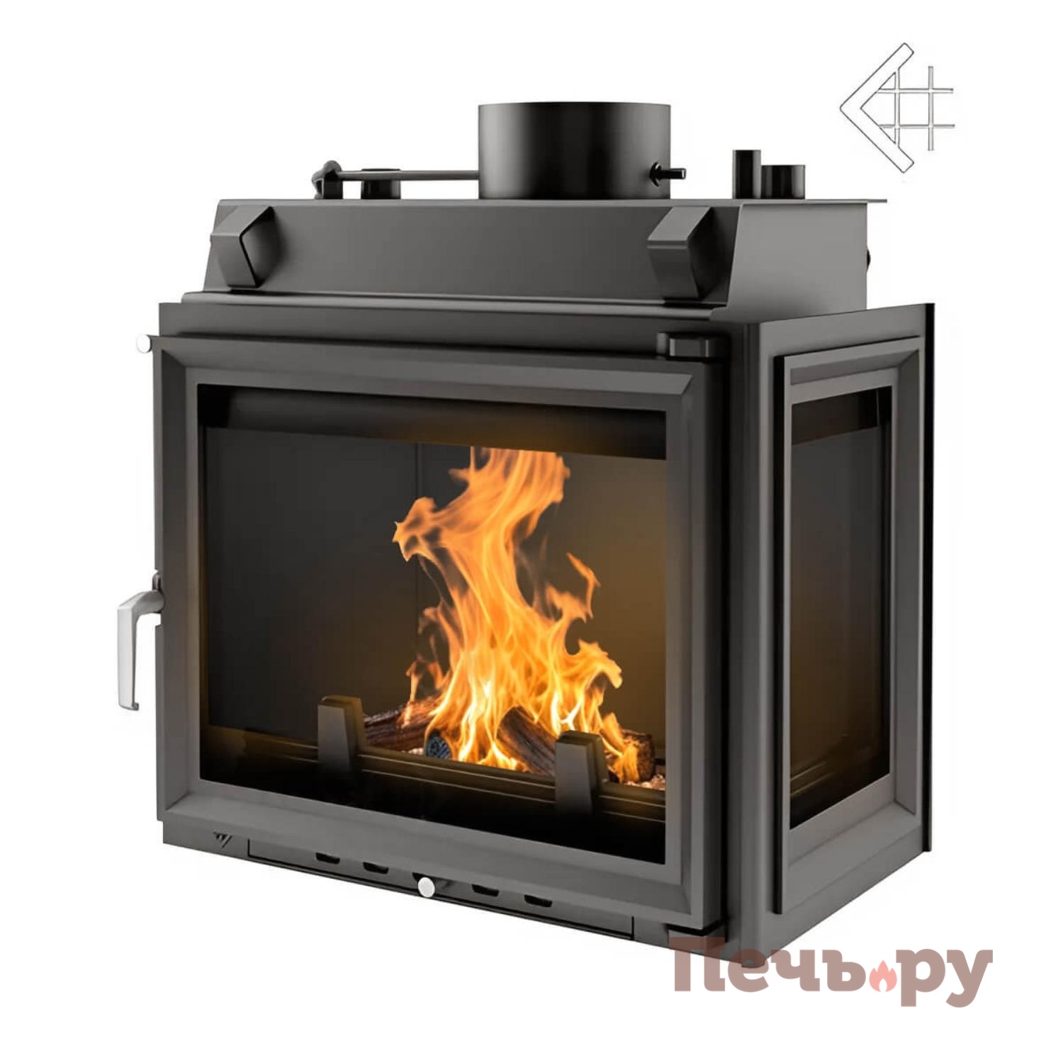 Каминная топка Kratki Maja/PW/BP/12/W (стекло справа) видео